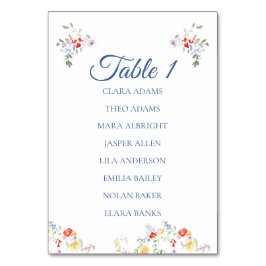 Bright Floral Border Numeric Seating Charts Kaart