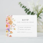 Bright Floral Botanical Modern Wedding RSVP Kaart (Staand voorkant)