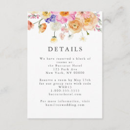 Bright Floral Botanical Wedding Details Kaart