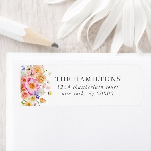 Bright Floral Botanische Elegante Waterverf bruilo Etiket (Insitu)