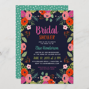Bright Floral Bridal Shower Uitnodiging