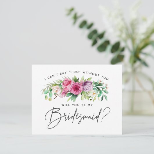 Bright Floral Bridesmaid Kaart (Staand voorkant)