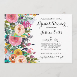 Bright Floral Bruids douche Uitnodiging