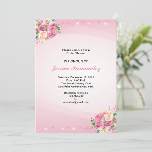 Bright floral bruids douche uitnodiging (Staand voorkant)