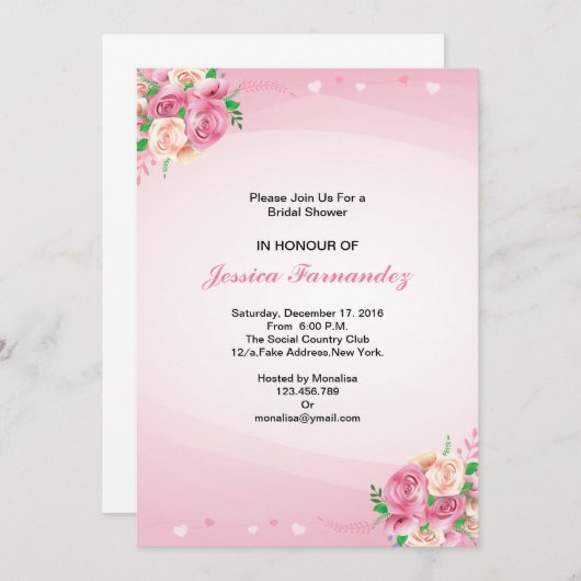 Bright floral bruids douche uitnodiging (Voorkant / Achterkant)