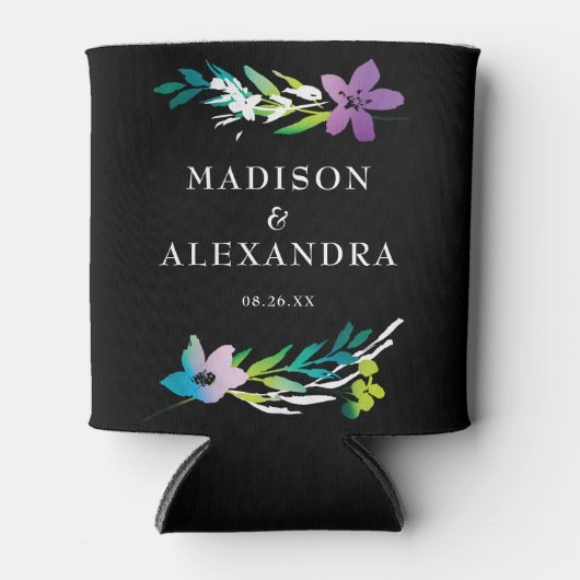 Bright Floral Bruiloft Namen & Datum Blikjeskoeler (Voorkant)