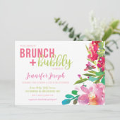 Bright Floral Brunch en Bubble Invitation Kaart (Staand voorkant)