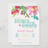 Bright Floral Brunch en Bubble Invitation Kaart (Voorkant)