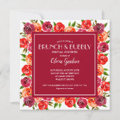 Bright Floral Brunch en Bubbly Vrijgezellenfeest Kaart (Voorkant)