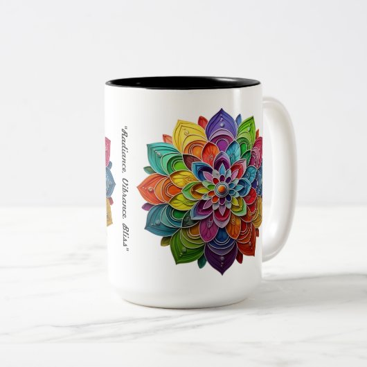 "Bright Floral Burst" Tweekleurige Koffiemok (Voorkant rechts)