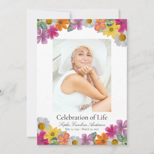 Bright Floral Celebration of Life Program Kaart (Voorkant)