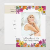 Bright Floral Celebration of Life Program Kaart (Voorkant / Achterkant)