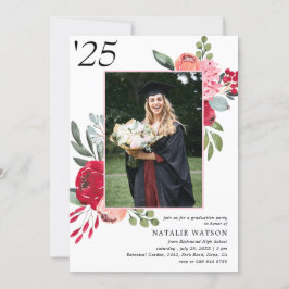 Bright Floral Class of 2025 Foto Afstuderen Kaart