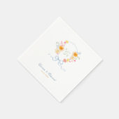 Bright Floral Crest Monogram Spring Wedding Servet (Hoek)