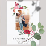 Bright Floral Custom Photo Wedding Sla de datum op Aankondigingskaart<br><div class="desc">Bright Floral Custom Photo Wedding Sla de datum aankondiging Briefkaart op.</div>