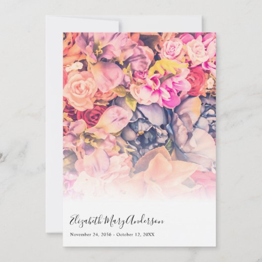 Bright Floral Dank u Verdieping Foto Bedankkaart (Achterkant)