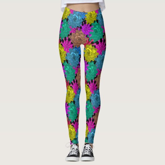 Bright Floral Design Yogabroek Leggings (Voorkant)