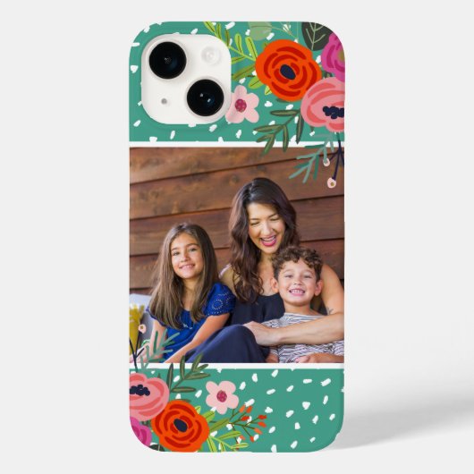 Bright Floral en Stippen Custom Foto Case-Mate iPhone Case (Achterkant)