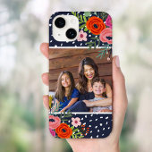 Bright Floral en Stippen Custom Foto Case-Mate iPhone Case