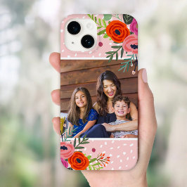 Bright Floral en Stippen Custom Foto Case-Mate iPhone 14 Hoesje
