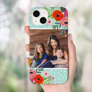 Bright Floral en Stippen Custom Foto Case-Mate iPhone 14 Hoesje