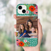 Bright Floral en Stippen Custom Foto Case-Mate iPhone Case