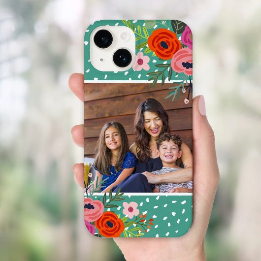 Bright Floral en Stippen Custom Foto Case-Mate iPhone Case