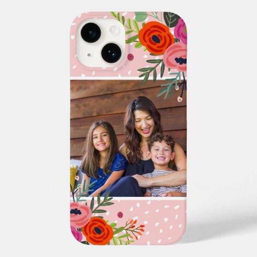 Bright Floral en Stippen Custom Foto Case-Mate iPhone Case (Achterkant)