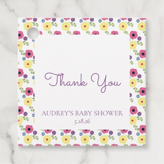 Bright Floral Favoriet Tag Bedankjes Labels (Voorkant)