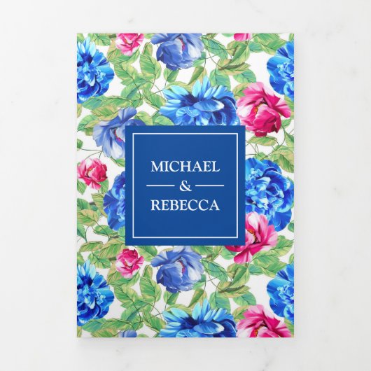 Bright Floral Garden Foto bruiloft Drieluik Uitnodiging (Cover)