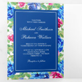 Bright Floral Garden Foto bruiloft Drieluik Uitnodiging (Binnenzijde eerst)