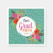 Bright Floral gepersonaliseerd Afstudeerder Party Servetten (Voorkant)