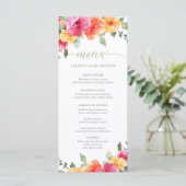 Bright floral hot roze sinaasappel baby shower men programmakaart (Staand voorkant)
