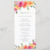 Bright floral hot roze sinaasappel baby shower men programmakaart (Voorkant)