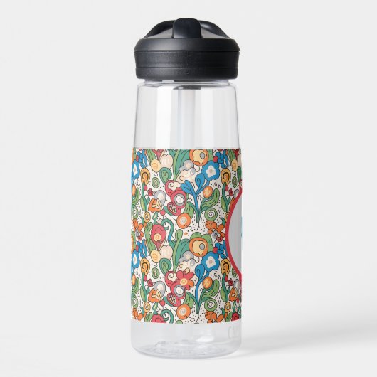 Bright Floral Initial Water Bottle Waterfles (Voorkant)