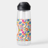 Bright Floral Initial Water Bottle Waterfles (Achterkant)