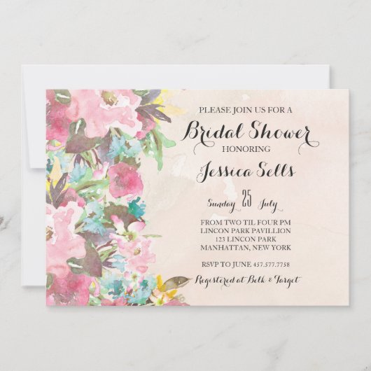 Bright Floral Invitation Kaart (Voorkant)
