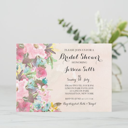 Bright Floral Invitation Kaart (Staand voorkant)