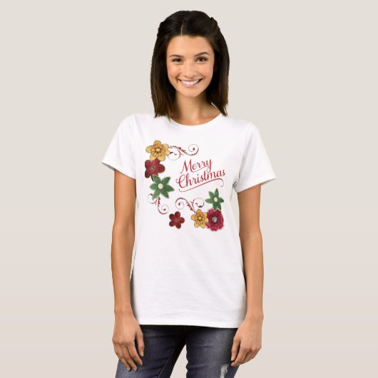 Bright Floral-kerstdraaikolk T-shirt (Voorkant volledig)