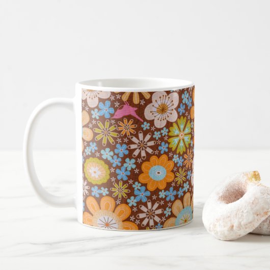 Bright Floral Koffiemok (Met donut)