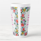 Bright Floral Laughter Dot Grid Journal Latte Mok (Voorkant)