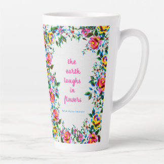 Bright Floral Laughter Dot Grid Journal Latte Mok