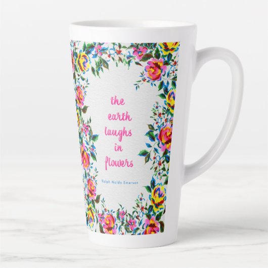 Bright Floral Laughter Dot Grid Journal Latte Mok (Rechts)