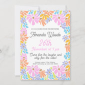 Bright Floral Lijst Verjaardagsfeest Kaart (Voorkant)