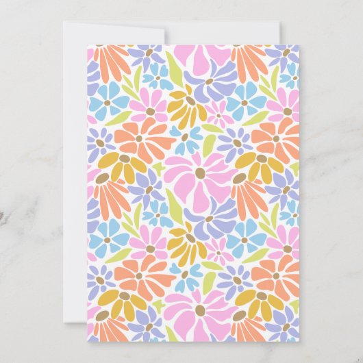 Bright Floral Lijst Verjaardagsfeest Kaart (Achterkant)