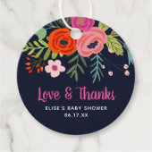 Bright Floral Love en Bedankt Baby shower Bedankjes Labels (Voorkant)