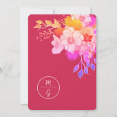 Bright Floral Magenta Huwelijksuitnodiging Kaart (Achterkant)