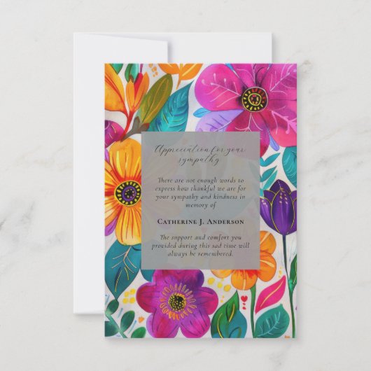 Bright Floral Memorial Foto Sympathy Begrafenis Bedankkaart (Voorkant)