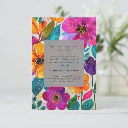 Bright Floral Memorial Foto Sympathy Begrafenis Bedankkaart (Staand voorkant)