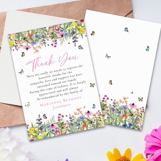 Bright Floral Memorial viering van het leven Bedankkaart